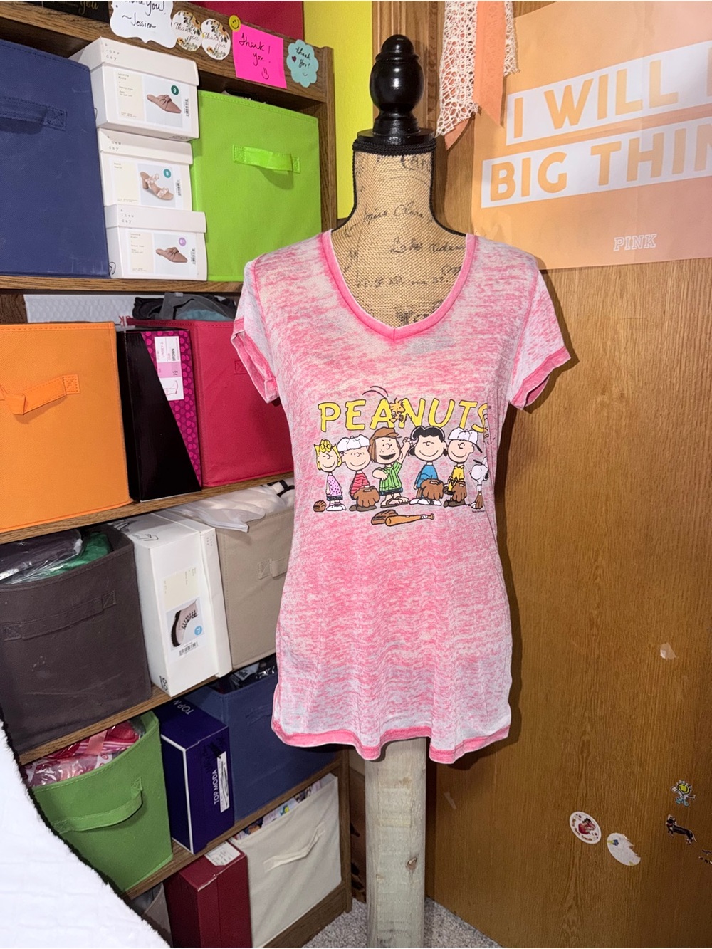 Peanuts Girls Pink Short Sleeve Graphic Pajama Top
